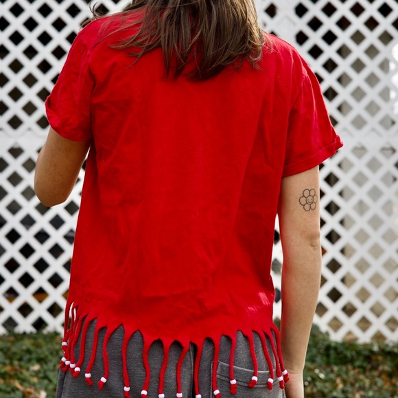 Red boho beaded shirt - Picture 4 of 4